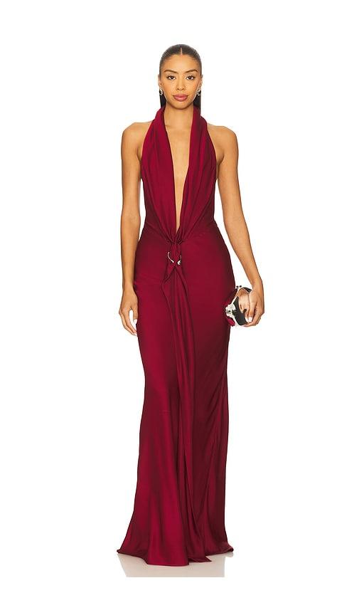 misha the donna satin dress in red. - size m (also in s, xs)