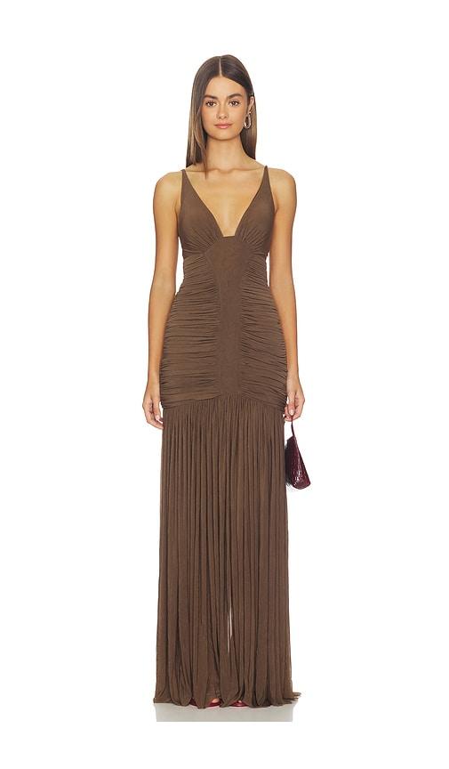 misha the inferno jersey maxi dress in brown. - size l (also in m, s, xs, xxs)