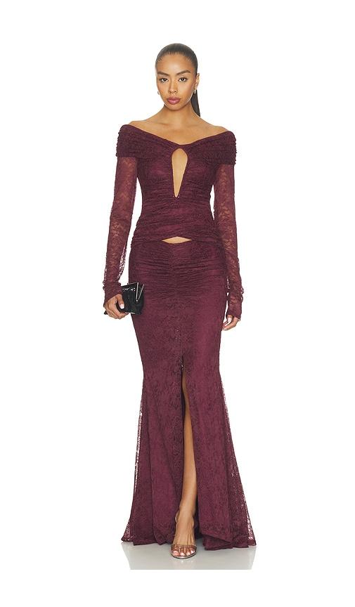 misha the kali ruffle lace dress in purple. - size l (also in xxs, xs, s, m, xl)