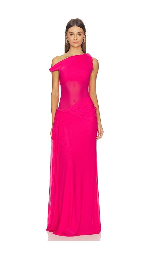 misha the sisal mesh dress in fuchsia. - size l (also in m, s, xs, xxs)