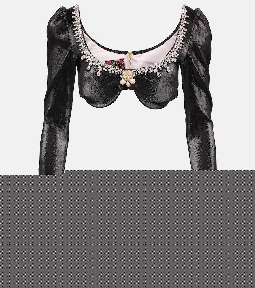 miss sohee embellished bra top with gloves