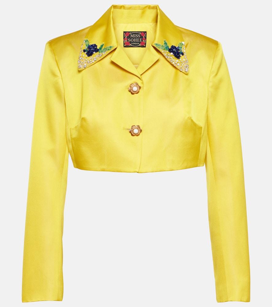 miss sohee embellished jacket and crop top set