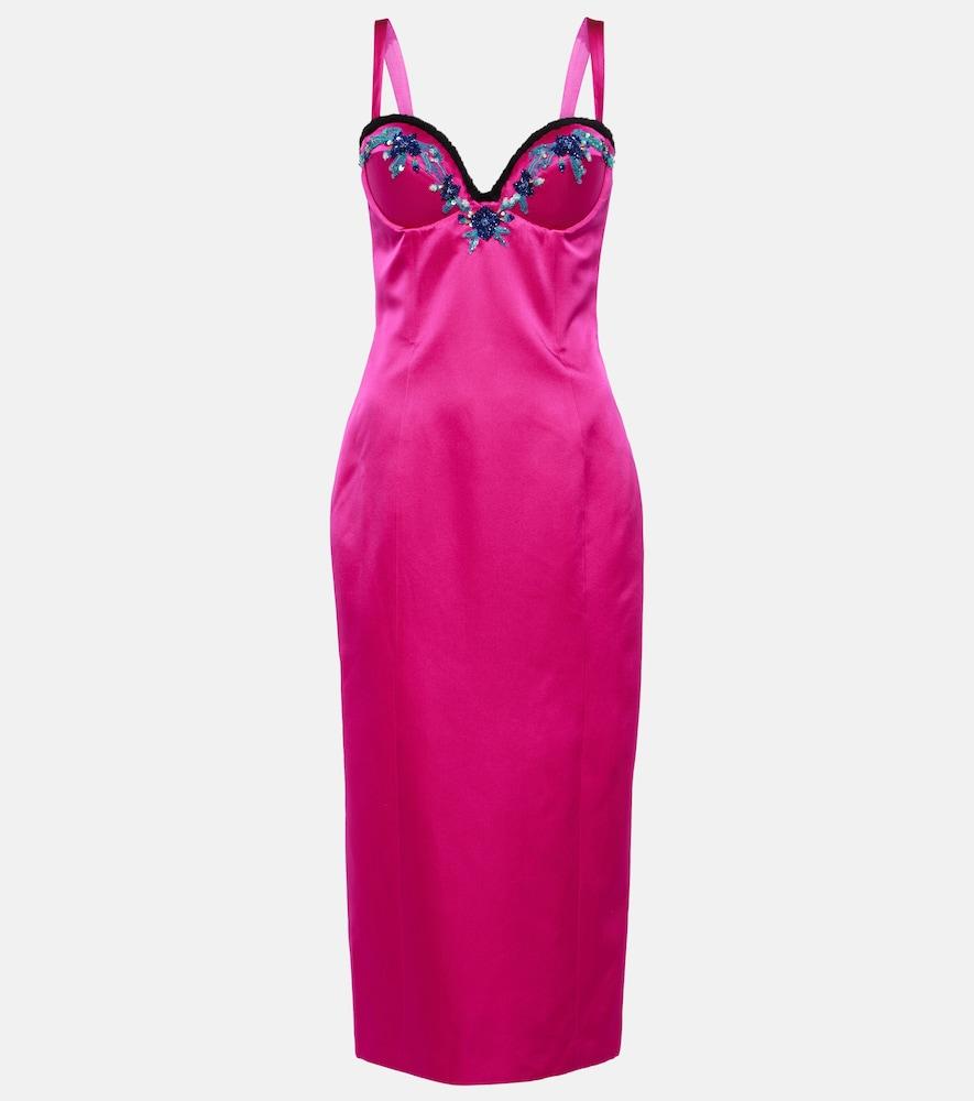 miss sohee embellished satin midi dress