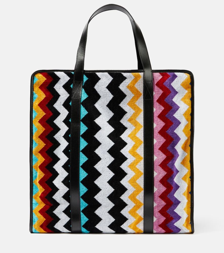 missoni cyrus zigzag leather-trimmed tote bag