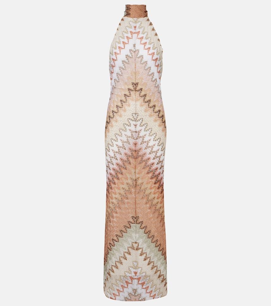 missoni halterneck lamé maxi dress