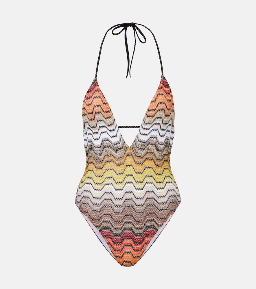 missoni halterneck lamé swimsuit