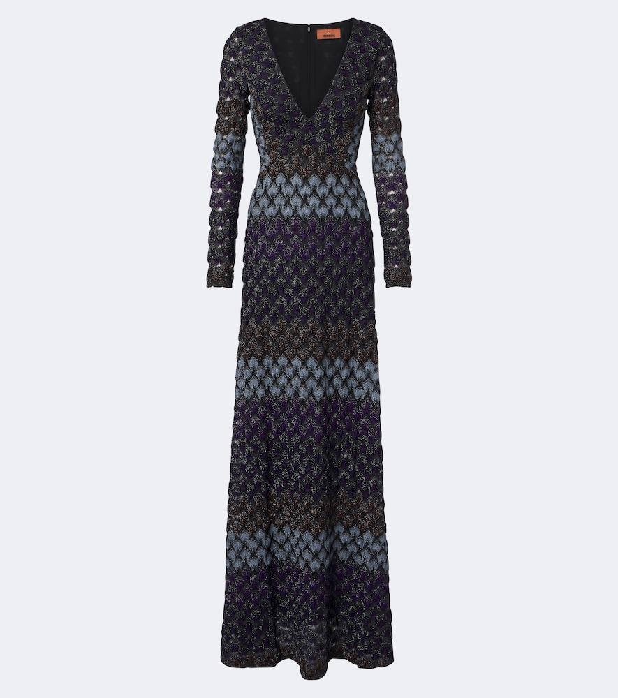 missoni knitted lamé gown