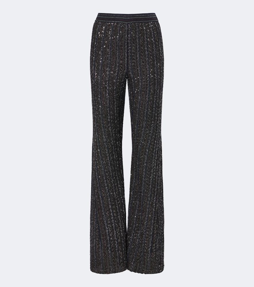 missoni knitted sequined flared pants