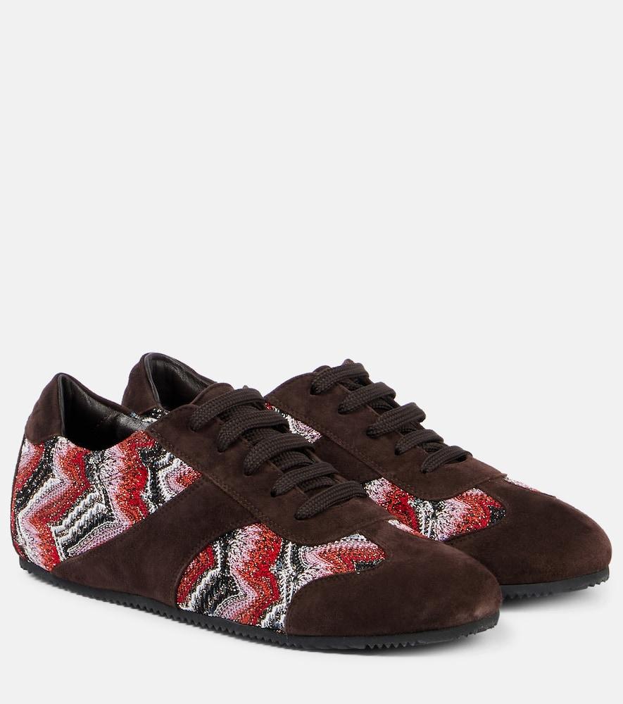 missoni lamé-trimmed suede sneakers