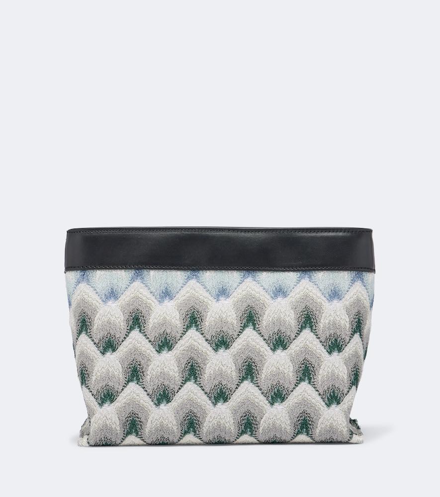 missoni mini leather-trimmed lamé pouch