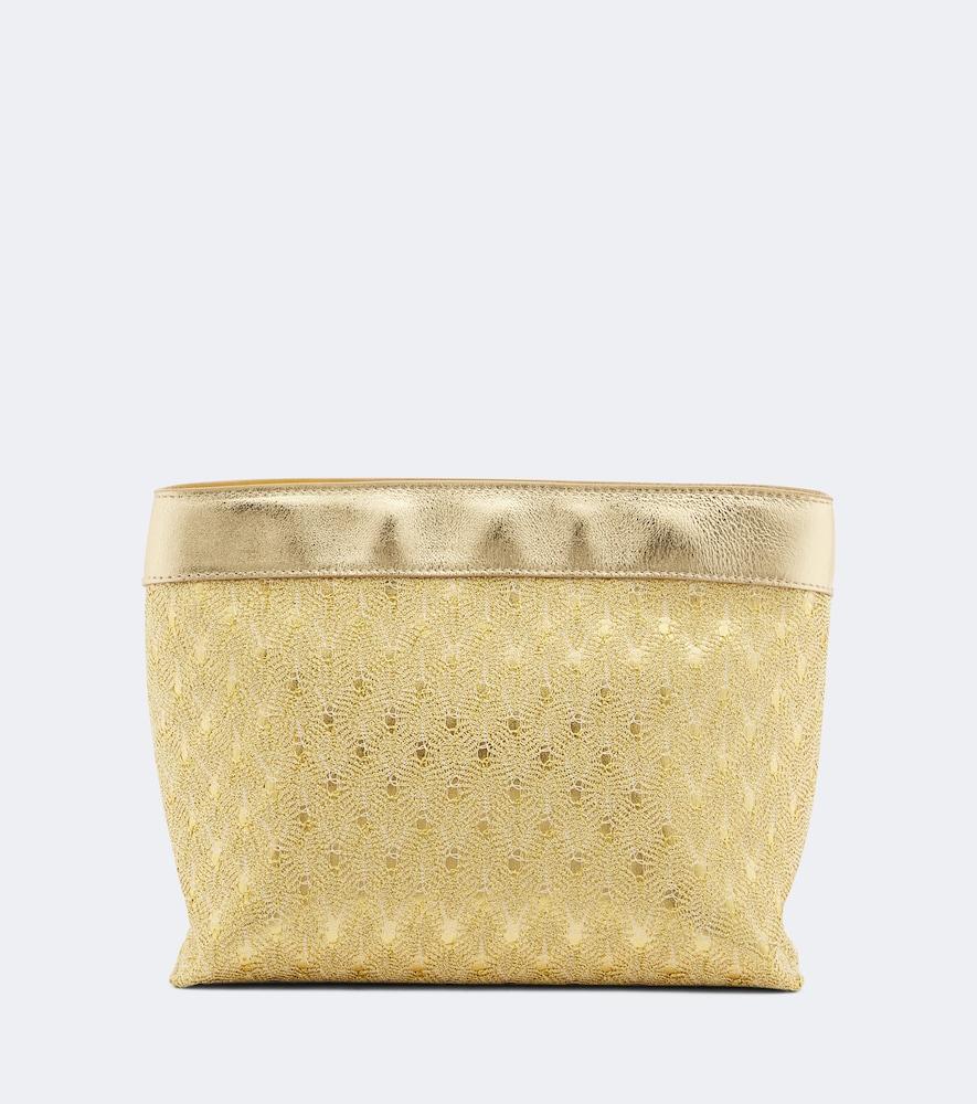 missoni mini leather-trimmed lamé pouch