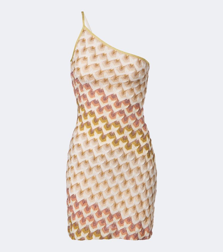 missoni one-shoulder lamé minidress