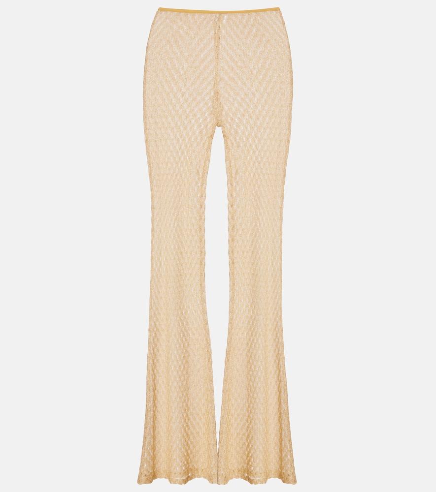 missoni open-knit lamé flared pants