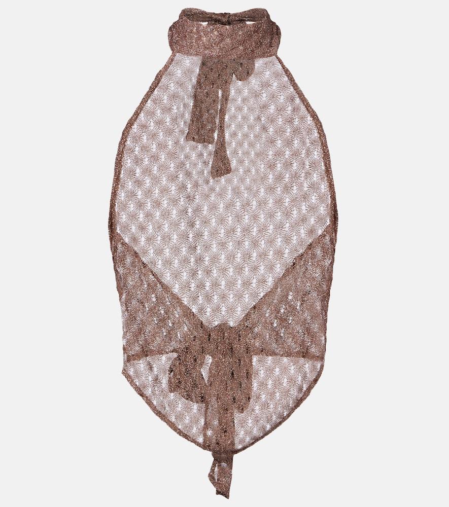 missoni open-knit lamé halterneck top