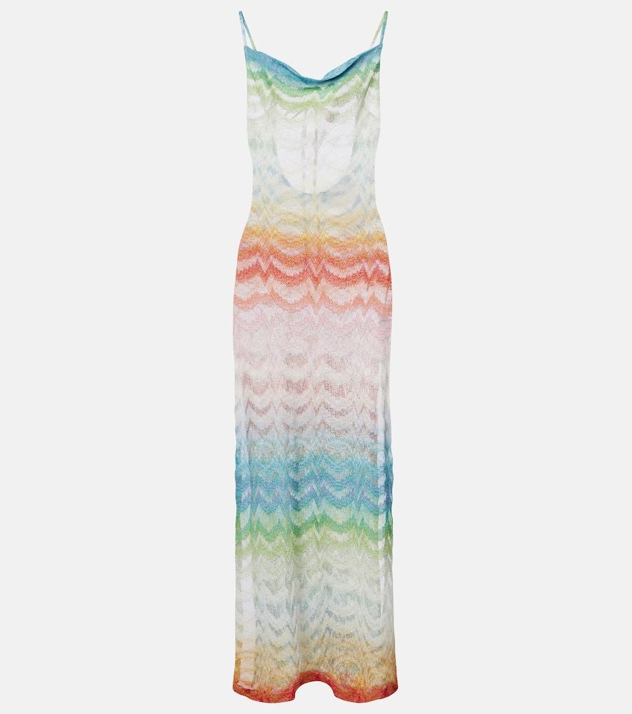 missoni open-knit lamé maxi dress