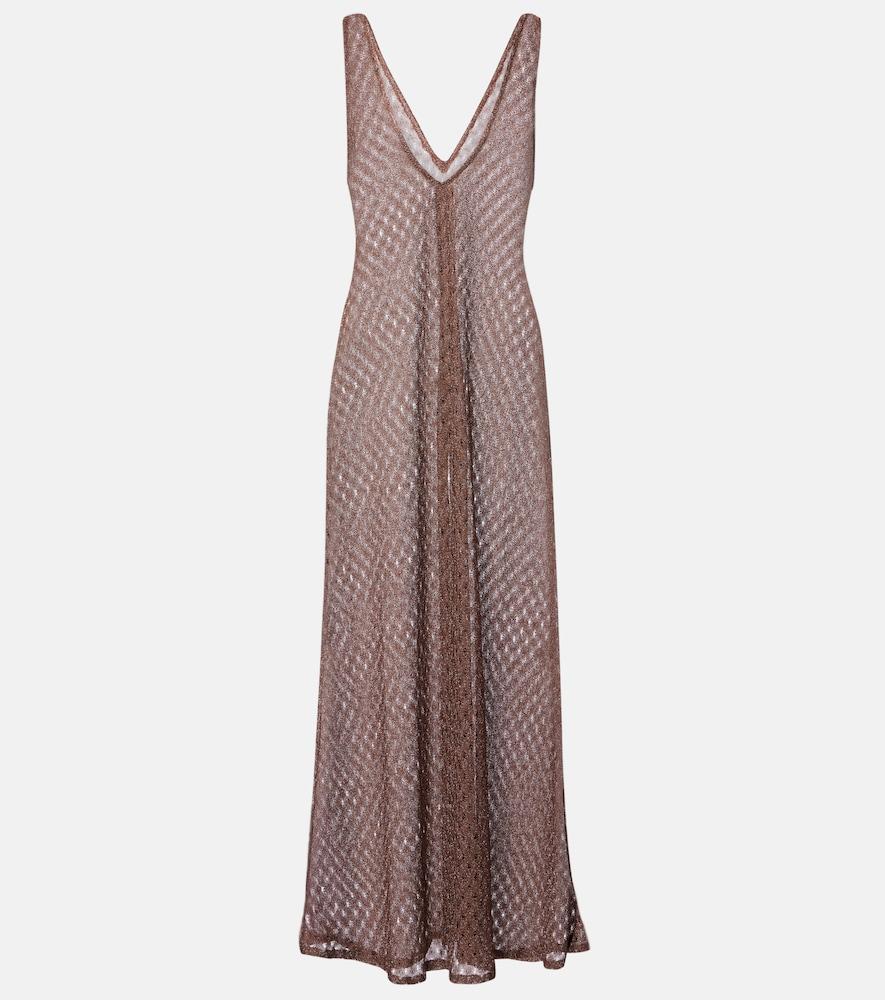 missoni open-knit lamé maxi dress
