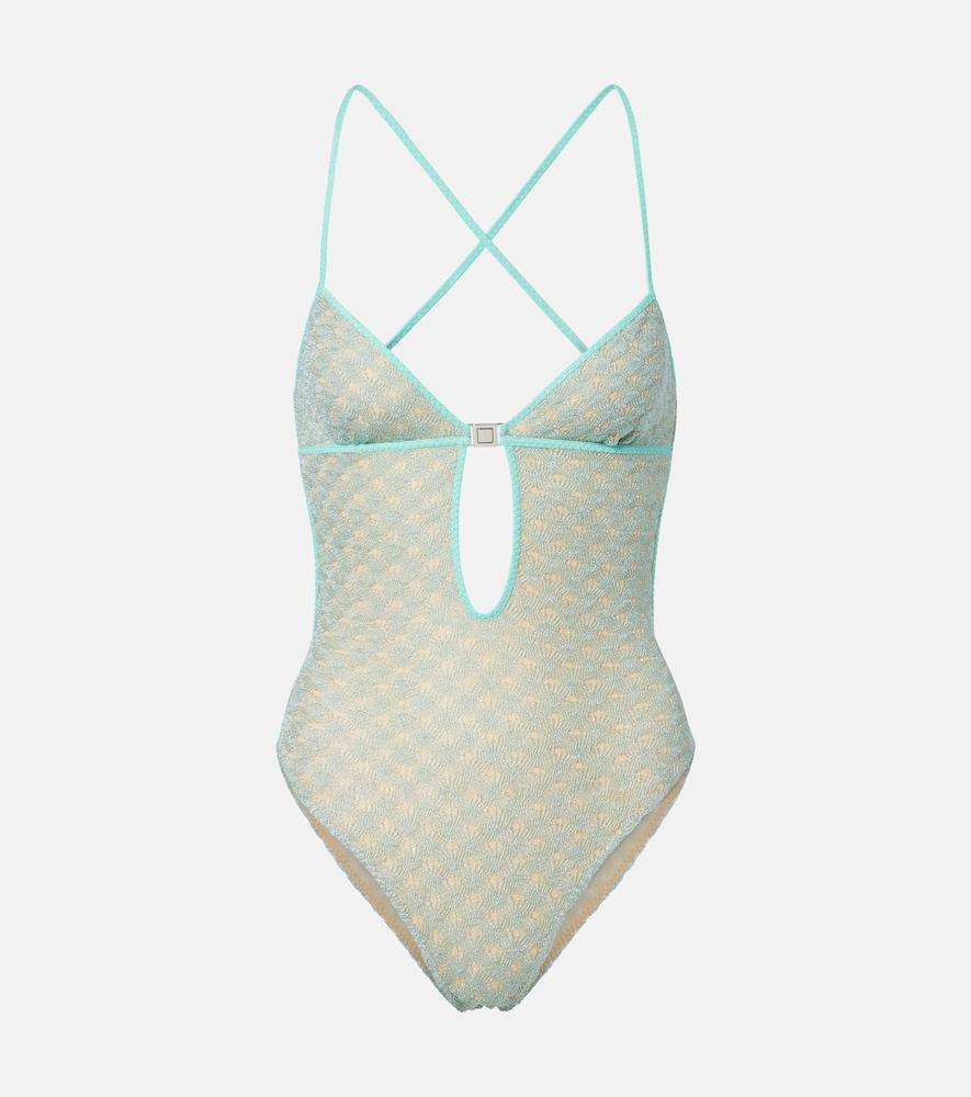 missoni open-knit lamé swimsuit