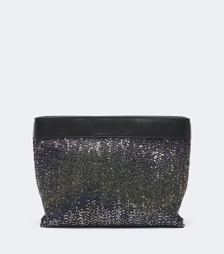 missoni sequined leather-trimmed clutch