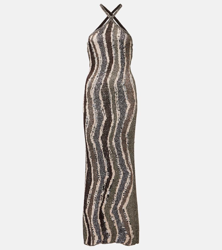 missoni sequined open-back lamé gown