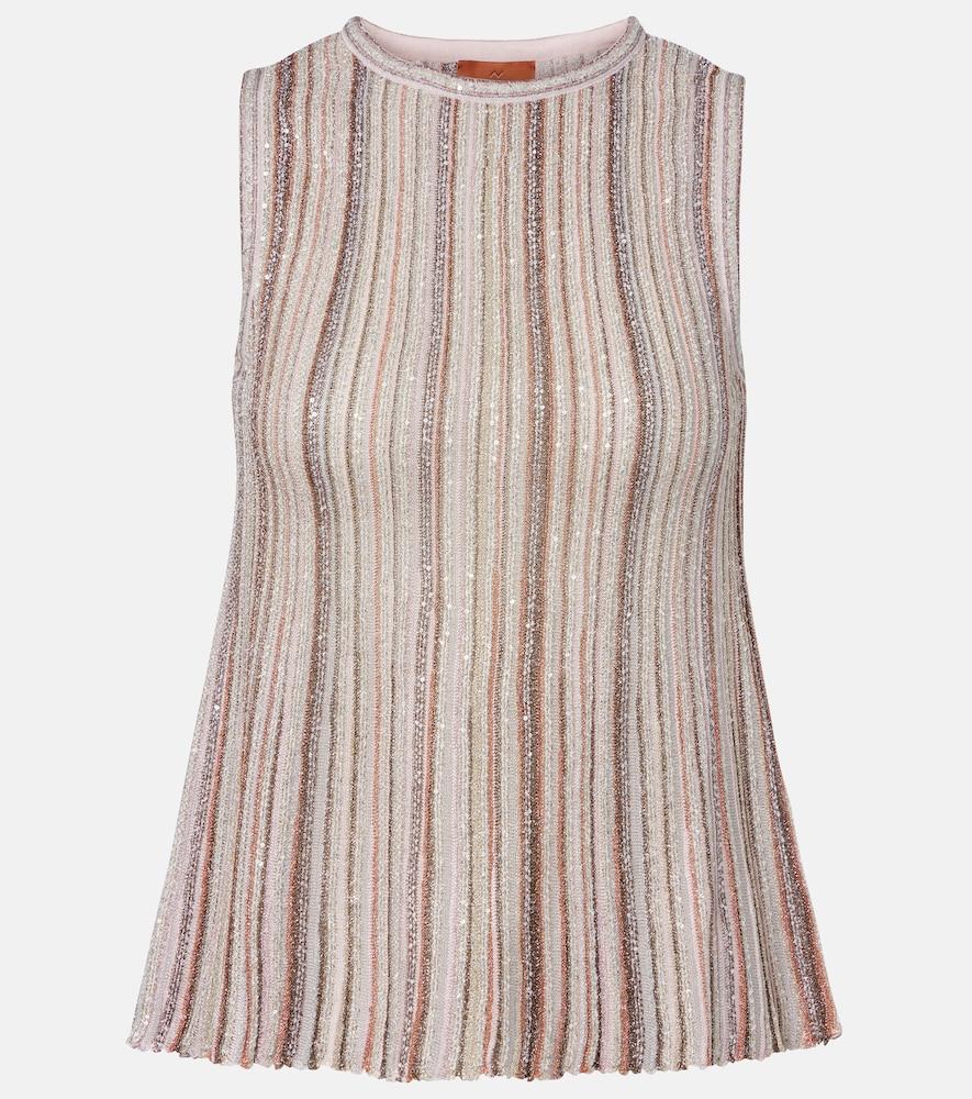 missoni sequined striped lamé top