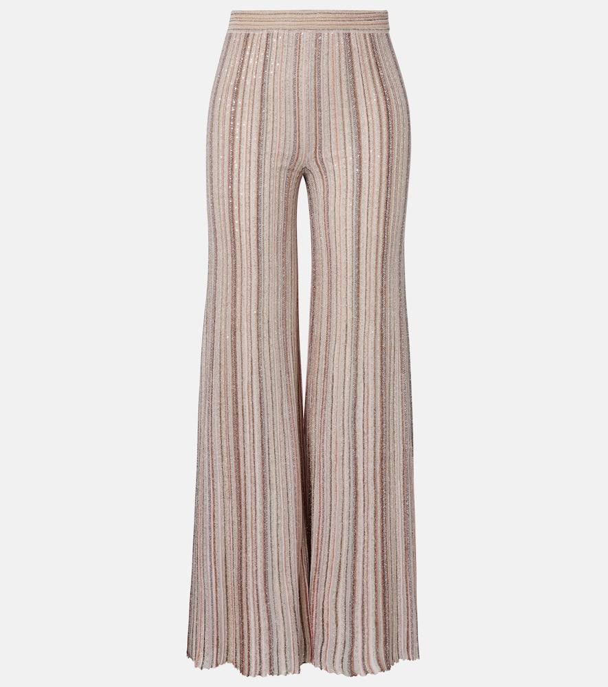 missoni sequined striped lamé wide-leg pants