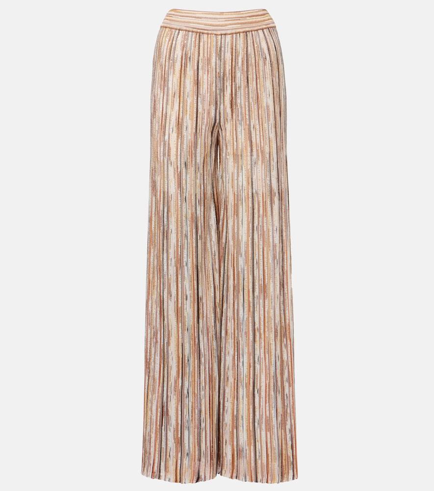 missoni sequined striped wide-leg pants