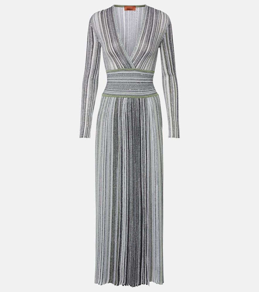 missoni striped lamé maxi dress