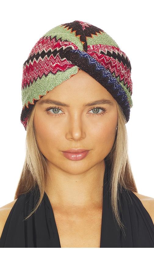 missoni turban in black, green & pink multi in multi.