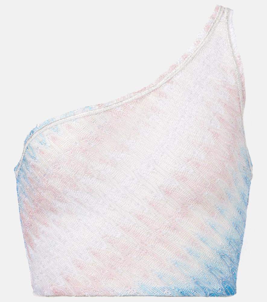 missoni wave cropped one-shoulder top