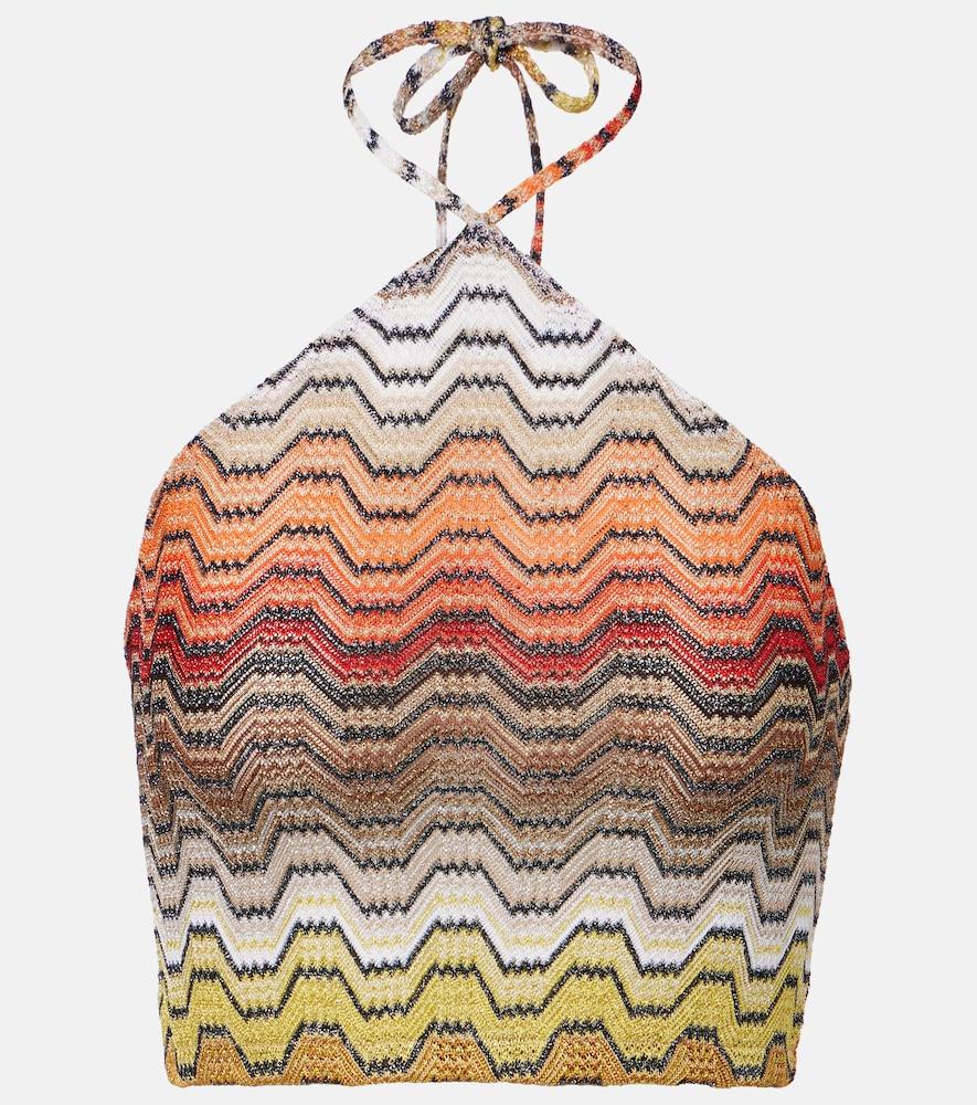 missoni wave halterneck lamé top