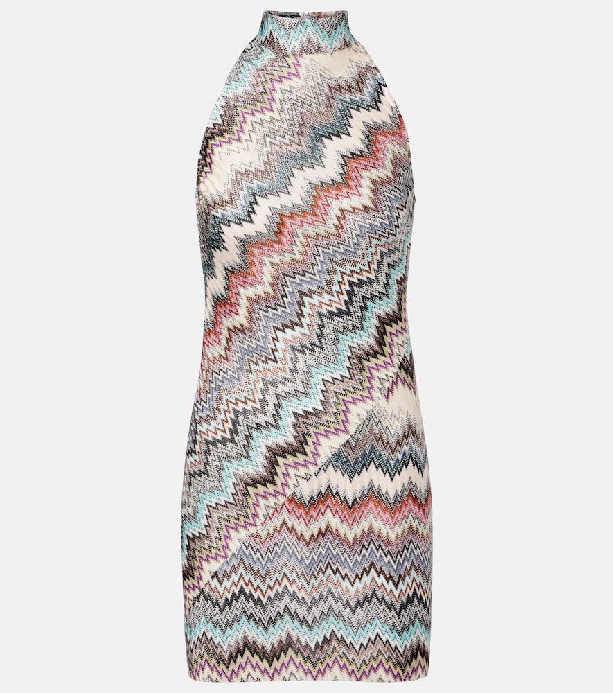 missoni zig zag embellished lamé minidress