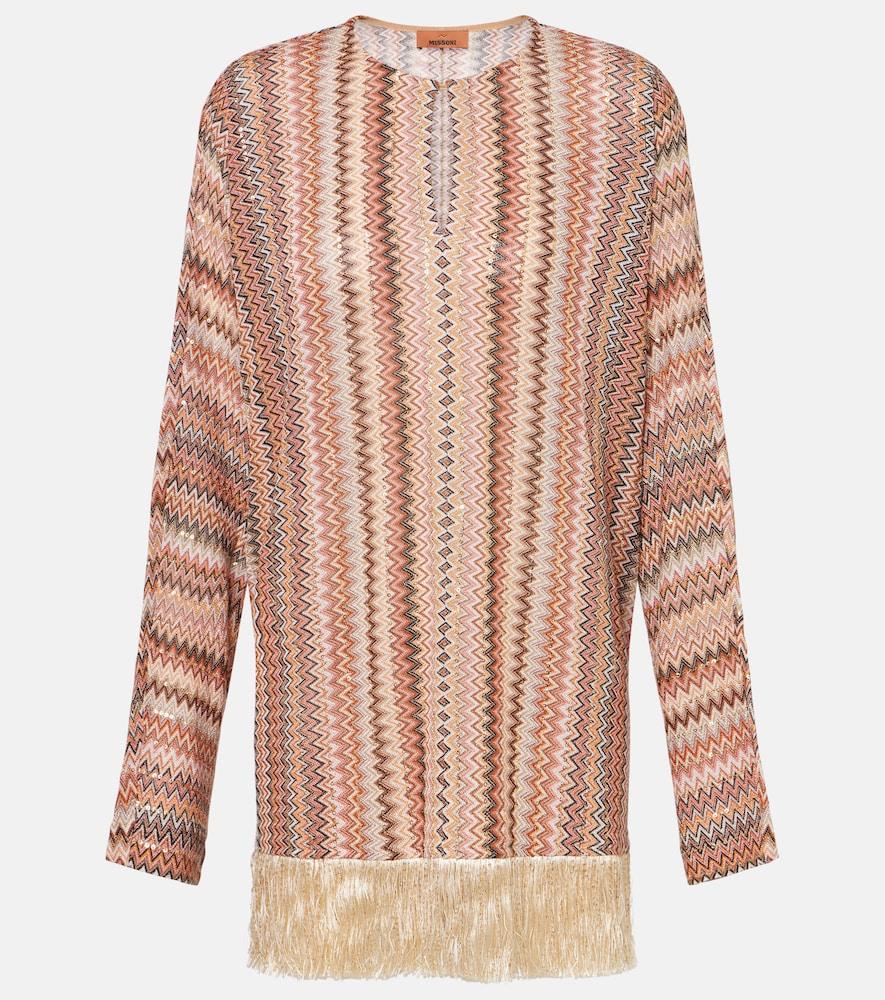 missoni zigzag fringed lamé blouse