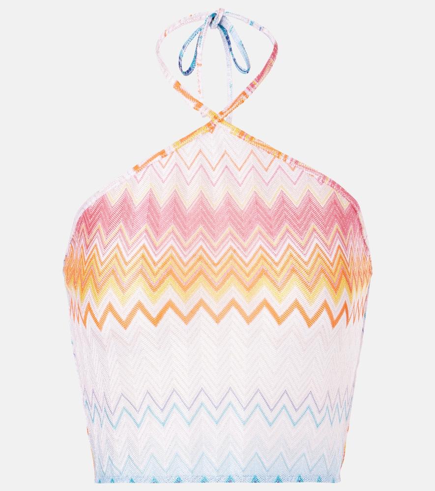 missoni zigzag halterneck crop top