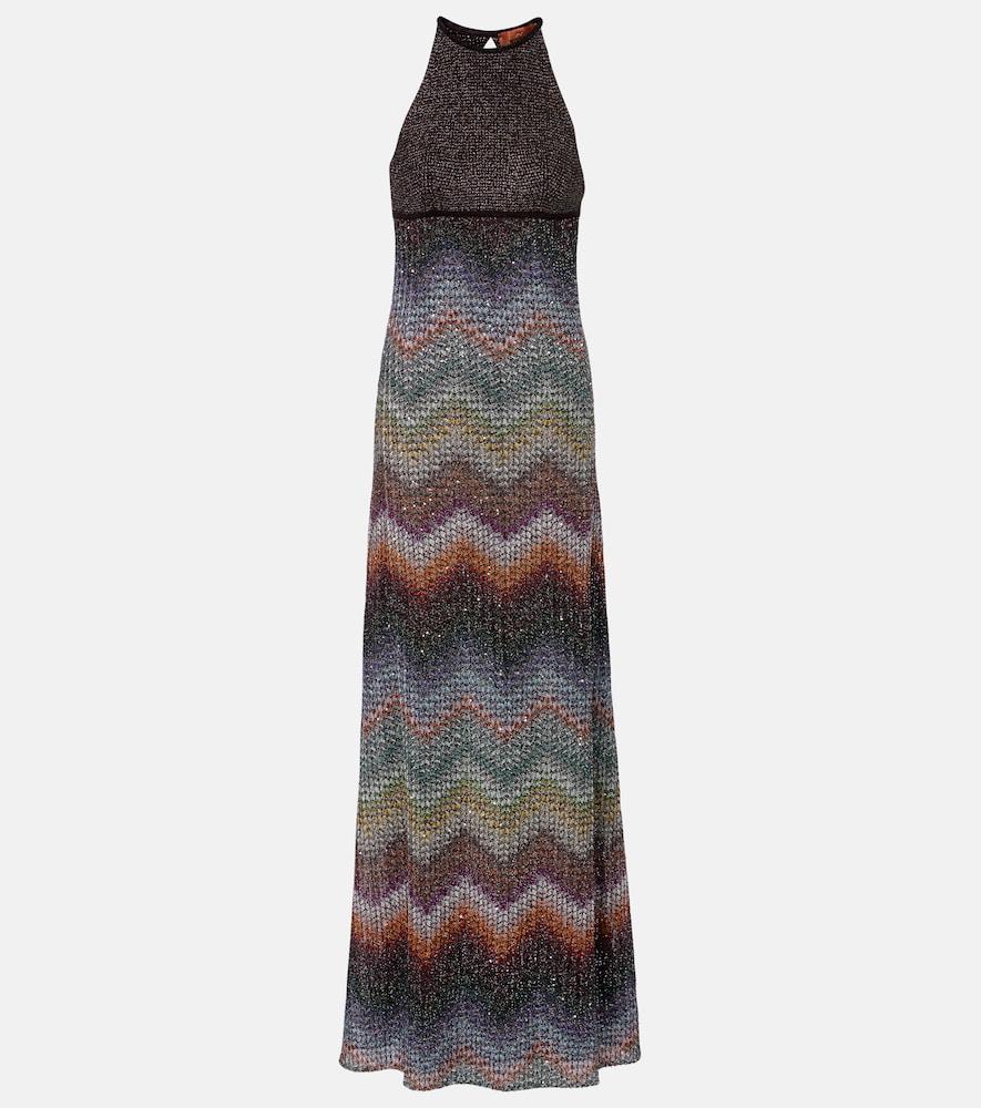 missoni zigzag halterneck lamé maxi dress