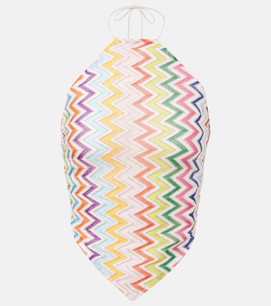 missoni zigzag knitted open-back halterneck top