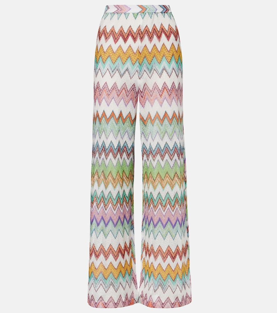 missoni zigzag lamé wide-leg pants