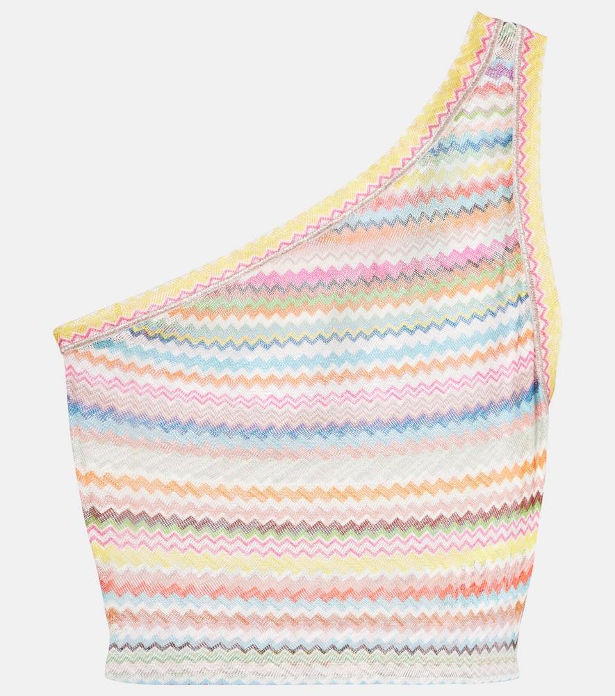 missoni zigzag one-shoulder crop top