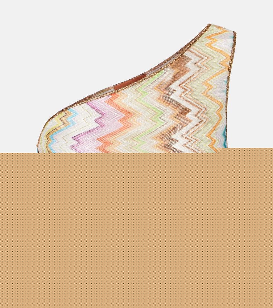missoni zigzag one-shoulder crop top