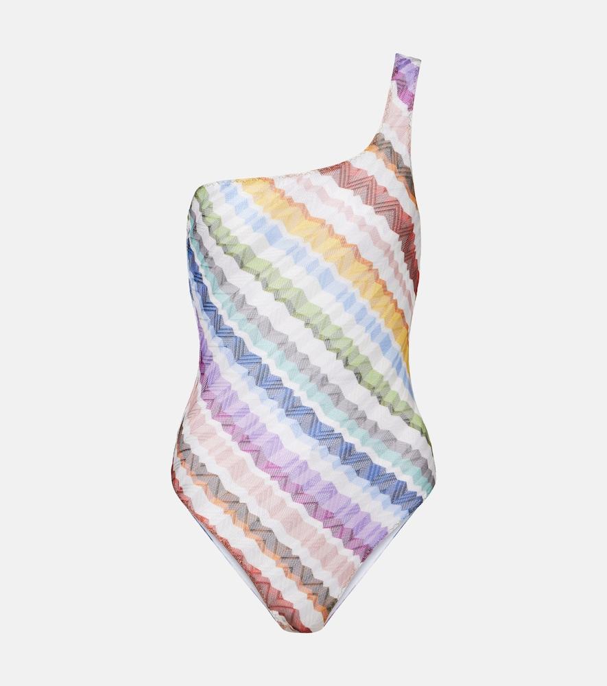 missoni zigzag one-shoulder swimsuit