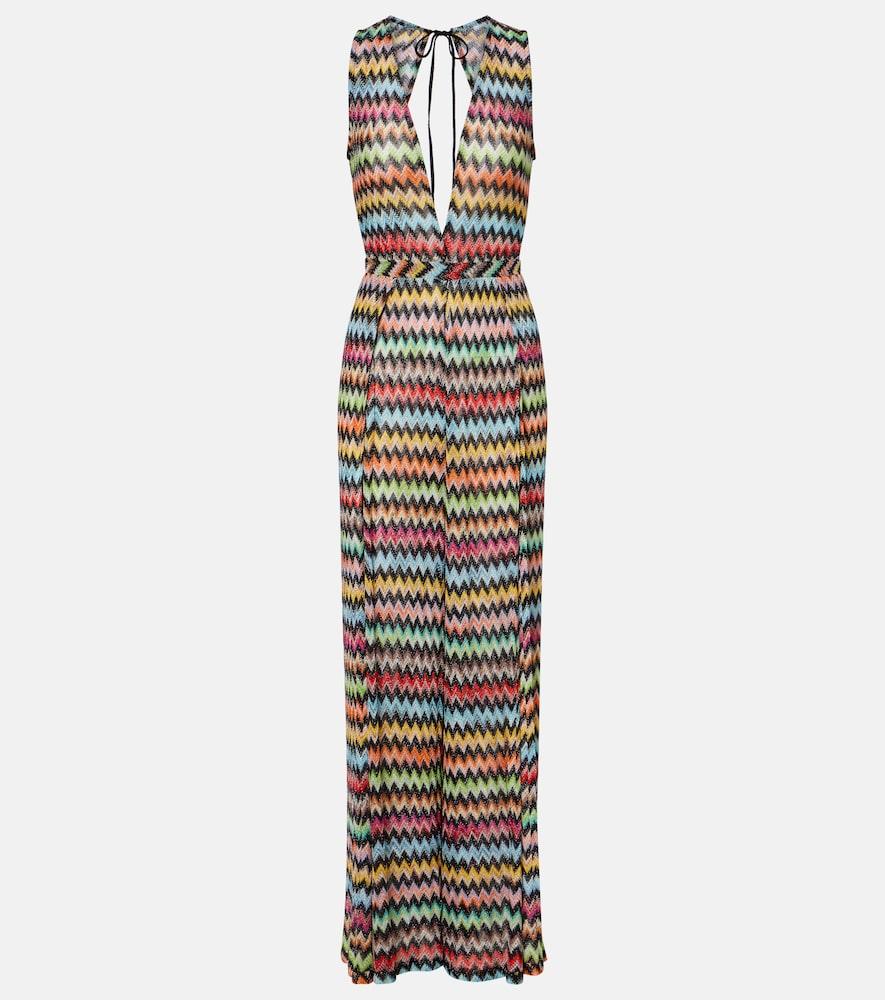 missoni zigzag open-back lamé jumpsuit