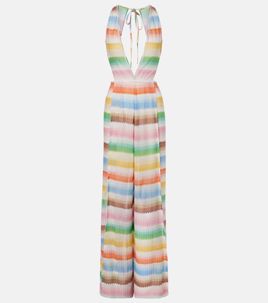 missoni zigzag open-back lamé jumpsuit