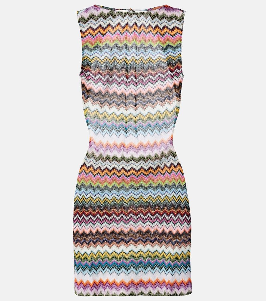 missoni zigzag open-back lamé minidress