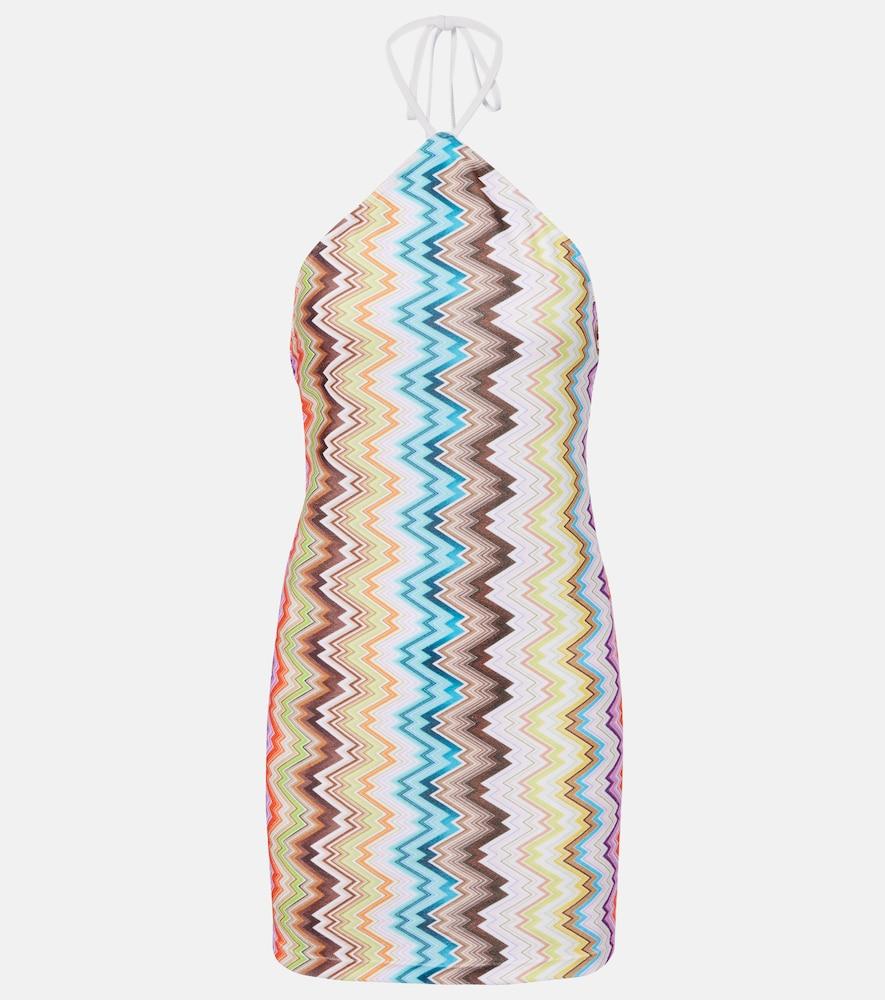 missoni zigzag open-back minidress