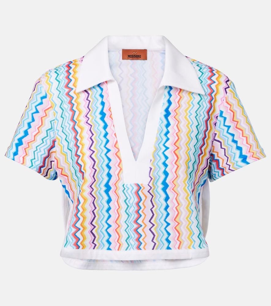 missoni zigzag printed terry jersey crop top