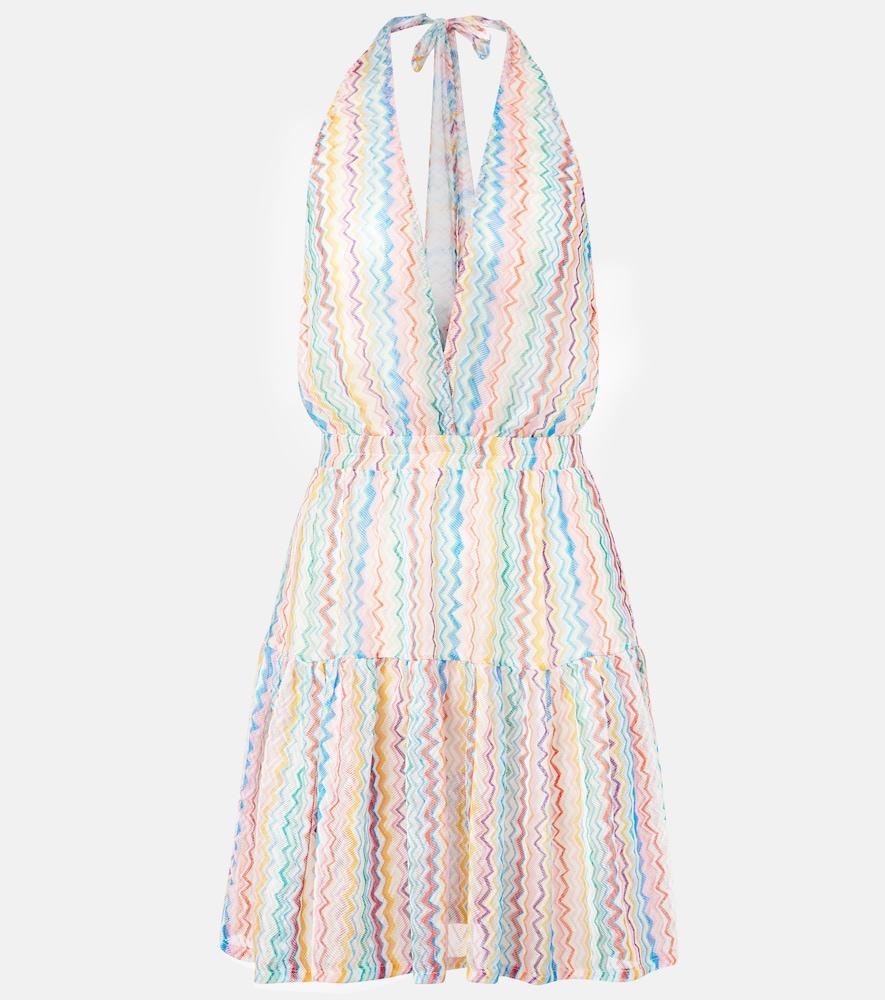 missoni zigzag sheer halterneck minidress
