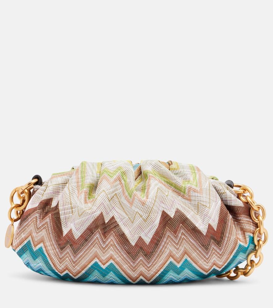 missoni zigzag small leather-trimmed clutch