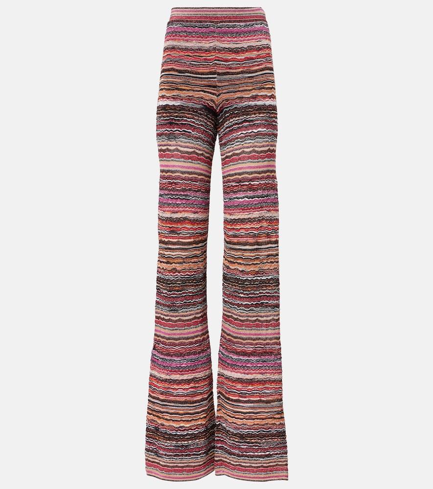 missoni zigzag striped lamé flared pants