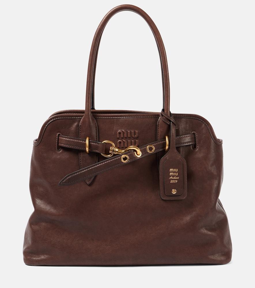 miu miu adventure large leather shoulder bag