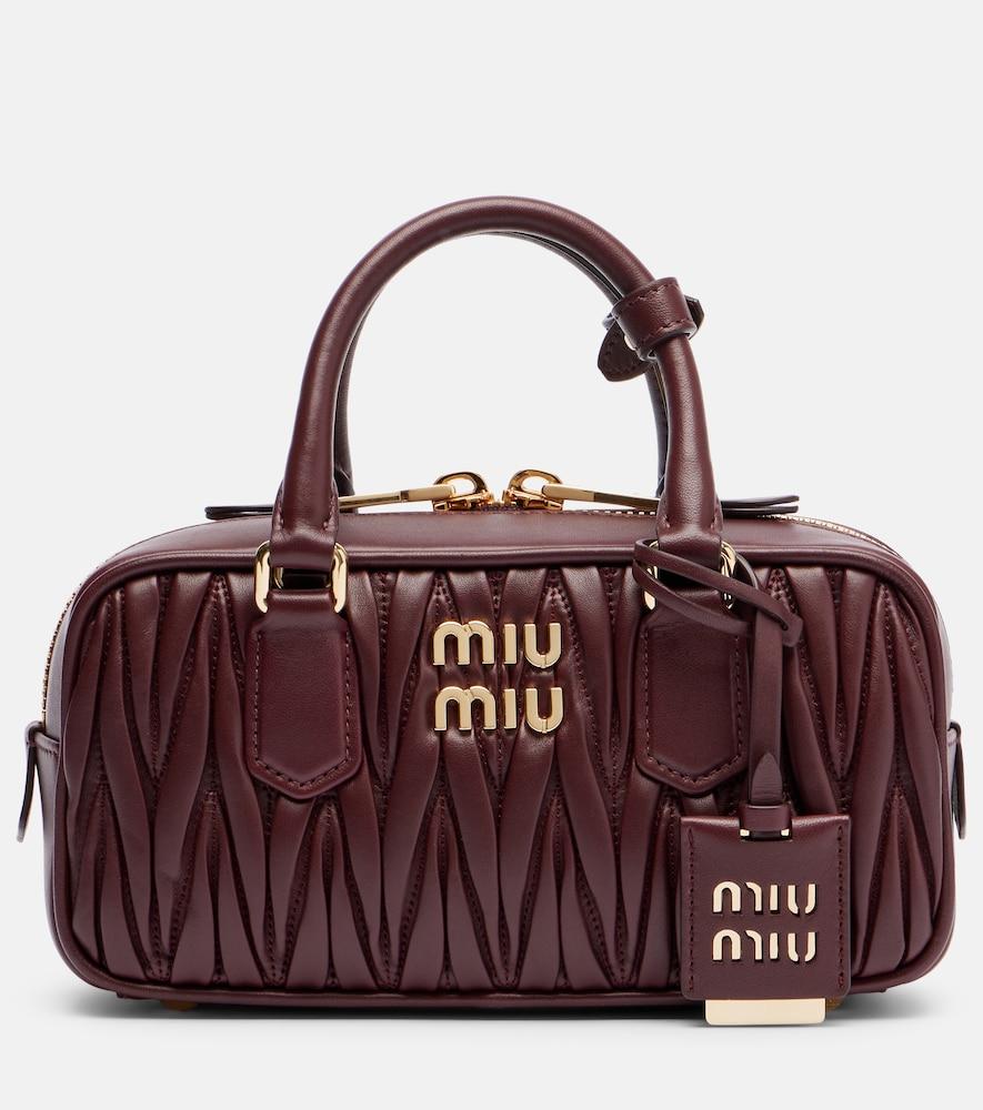 miu miu arcadie matelassé leather tote bag