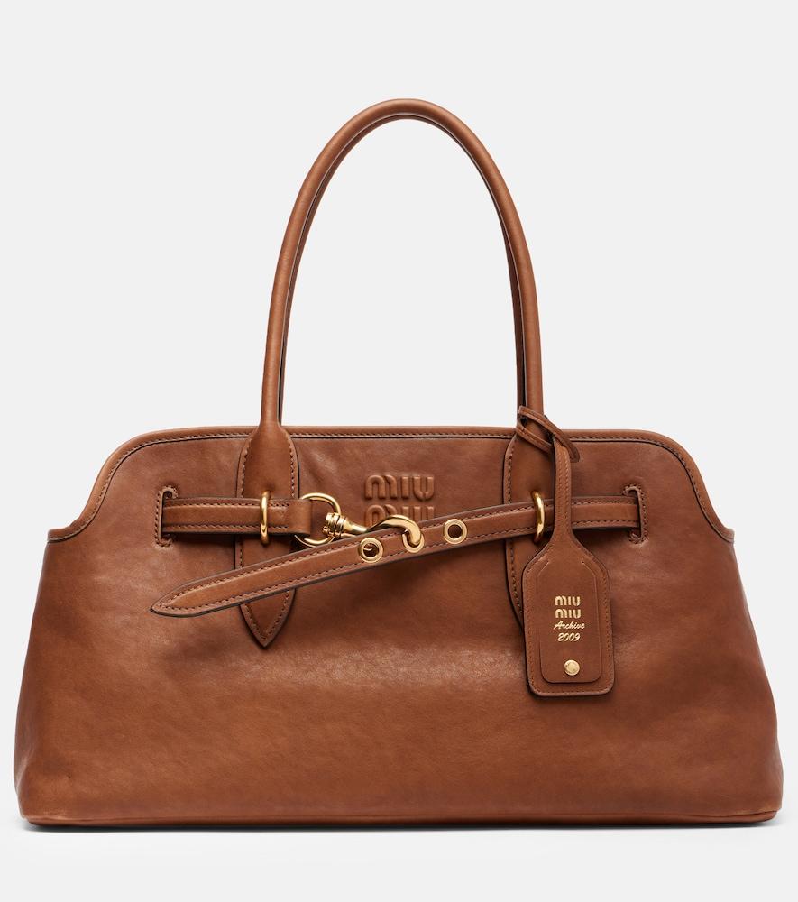 miu miu aventure large leather tote bag